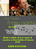 Friday Night is Music Night at Spaghetti Tree Sutton – Free bottle of wine for tables of 6 or more