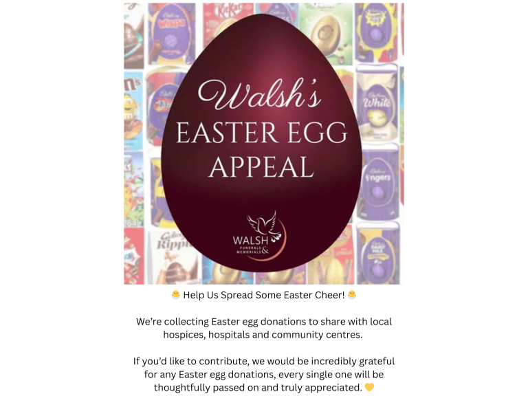 Walsh’s Easter Egg Appeal in Lichfield – Help Deliver 1,000 Easter Eggs to Local Hospices, Hospitals and Community Centres