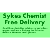 Free Delivery From Sykes Chemist For Anything!