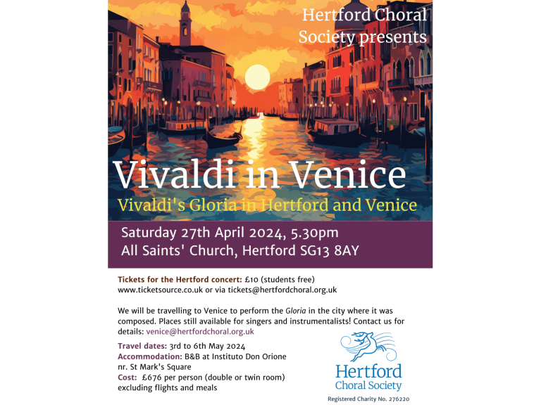 Hertford Choral Society presents Vivaldi's Gloria