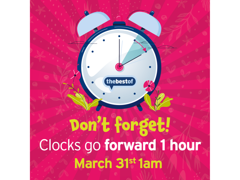 Clocks go FORWARD for British Summer Time Sunday 31st March