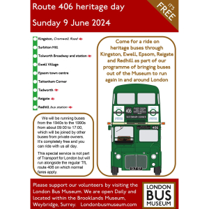 Route 406 #HeritageDay #Epsom #Ewell #Tadworth with #LondonBusMuseum