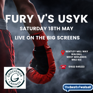 Saturday 18th May Fury V's Usyk Live on the big screens