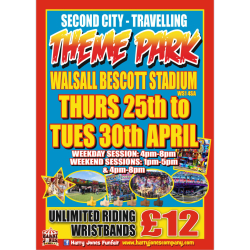 Harry Jones Funfair at Walsall Bescot Stadium from Thursday 25th April 2024