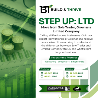 Freedom Works Step Up Ltd free business support in Eastbourne for sole traders considering becoming a limited company.