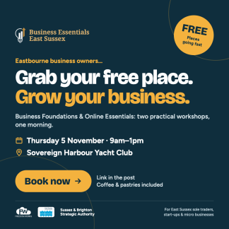 Free business workshops and networking for Eastbourne business owners at Sovereign Harbour Yacht Club on Thursday 5 November 2026. Book your free place.
