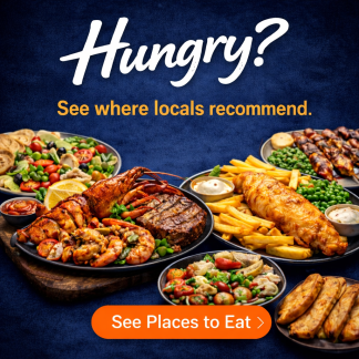 Hungry banner inviting visitors to see where locals recommend places to eat in Eastbourne
