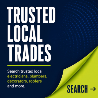 Trusted Local Trades banner inviting visitors to search recommended local electricians, plumbers, decorators, roofers and other trusted trades in Eastbourne.