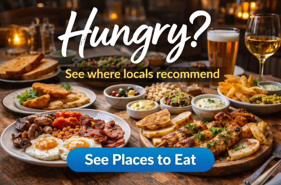 Hungry banner inviting visitors to see where locals recommend places to eat in Eastbourne