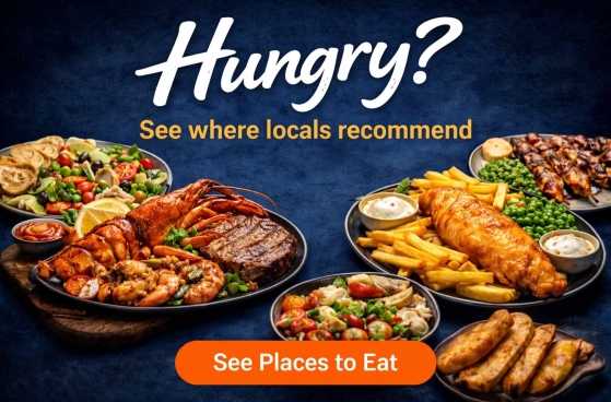Hungry banner inviting visitors to see where locals recommend places to eat in Eastbourne