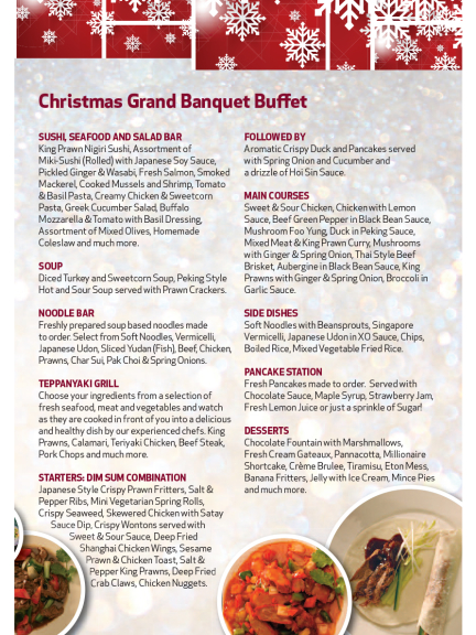 Delicious Christmas menu available at THE Chinese Buffet