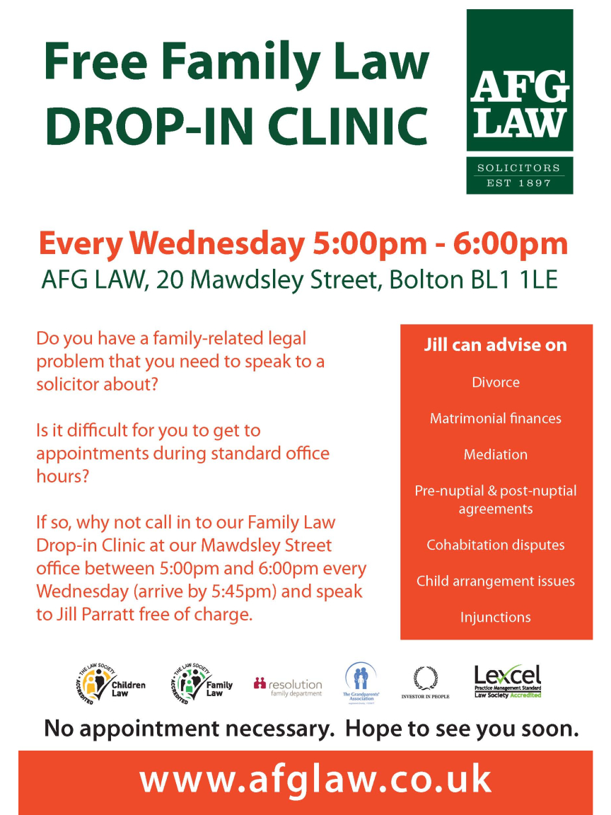 AFG LAW ‘free’ family law drop-in clinic