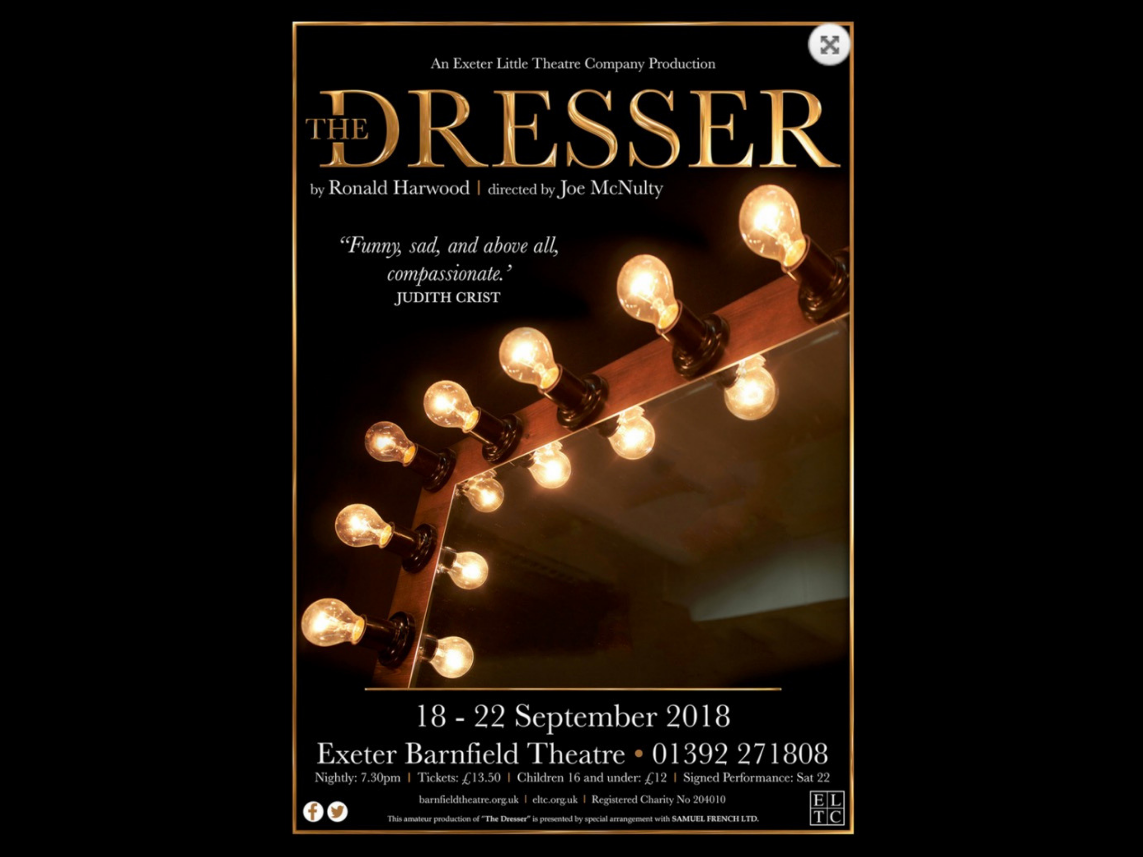 Exeter little theatre company presents THE DRESSER at Barnfield Theatre