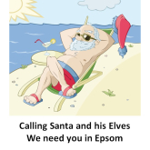 OK Santa back to work for you & the elves – we need you at Epsom Christmas Grotto – managers, elves and santa jobs  @epsomewellbc @greatgrottos