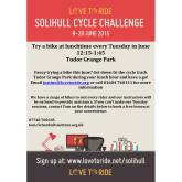 Try a bike at lunchtime every Tuesday in June 12:15-1:45 Tudor Grange Park