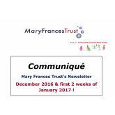 Christmas Communiqué – News from The Mary Francis Trust @MaryFrancisTrst