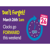 Clocks go Forward this Sunday!!!