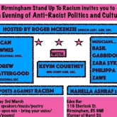                                                                           Save the Date - Tuesday 3rd March - Poets Against Racism                                                                                     Eden Bar, Sherlock Street