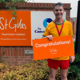 SUTTON COLDFIELD FUNDRAISER CELEBRATES AFTER RUNNING 20 MARATHONS FOR ST GILES HOSPICE