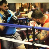 Richard aiming to be Rocket Man in the ring