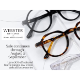Webster Opticians Big Summer Sale – Up to 30% Off Glasses, Lenses & Designer Frames
