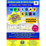 October Half Term 2016 at Bolton Lads and Girls Club