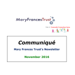 Communiqué – News from The Mary Francis Trust @MaryFrancisTrst 
