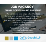 Opportunity for School/College Summer A Level leaver in Property Law at Cuff & Gough in Banstead