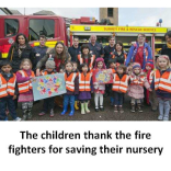 Ewell Court Nursery children thank the fire fighters