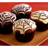 Spider web chocolate fudge muffins