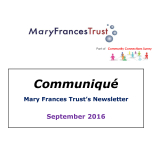 Communiqué – News from The Mary Francis Trust @MaryFrancisTrst 