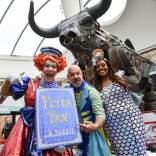 ALISON HAMMOND, MATT SLACK AND ANDREW RYAN GATHER WITH OZZY THE BULL AT NEW STREET STATION FOR THE LAUNCH OF PETER PAN