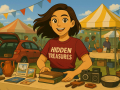 Tess Sparks at weekend Car Boot Sales in Eastbourne with friendly locals