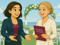 Tess Sparks warmly greeting a wedding celebrant at an Eastbourne ceremony – Wedding Celebrants in Eastbourne