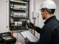 Electrical Inspecting and Testing in Eastbourne with electrician carrying out safety checks and EICR inspection on electrical equipment