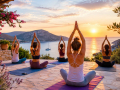 Yoga Holidays in Eastbourne with participants enjoying yoga practice during a wellness retreat overlooking the sea