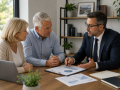 Financial adviser discussing wealth management and long-term financial planning with clients in Eastbourne
