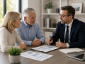 Independent financial advisor meeting with clients to discuss financial planning and investment options in Eastbourne