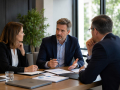 Senior business leaders discussing executive recruitment in Eastbourne during a confidential leadership hiring meeting