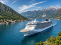 Luxury cruise ship sailing through scenic coastal waters during a holiday voyage
