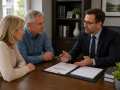 Couple discussing Tax Planning in Eastbourne with a professional adviser during an estate planning meeting.