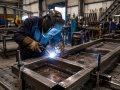 Professional Welders in Eastbourne carrying out precision welding on a bespoke steel fabrication project.
