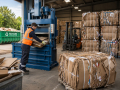 Professional Cardboard Collection in Eastbourne with baled cardboard and packaging waste being prepared for recycling.