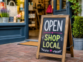 Shop Local sign for independent retailers in Eastbourne