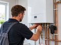 Heating engineer carrying out boiler installation in Eastbourne