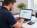 Data Recovery in Eastbourne with a technician recovering files from a laptop and external hard drive