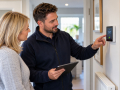 Heating Consultants in Eastbourne discussing heating controls with a homeowner