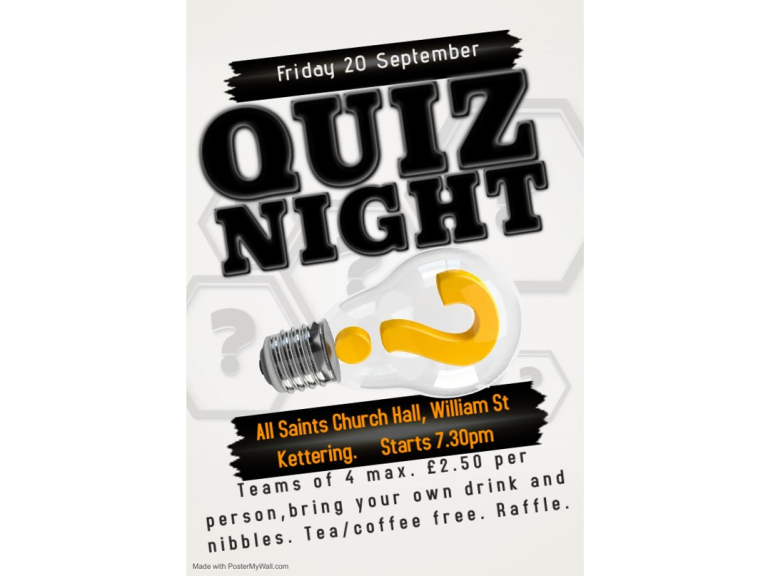 Fun Quiz Night at All Saints Community Hall.