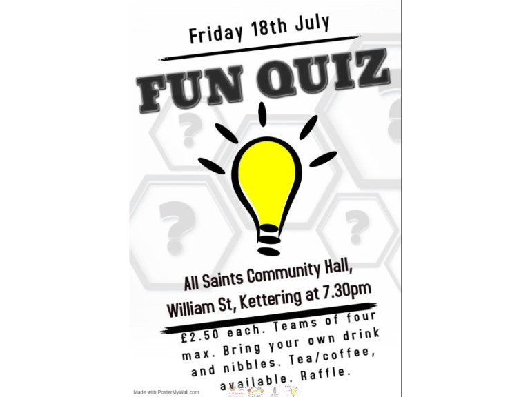 Fun Quiz Night at All Saints Community Hall.
