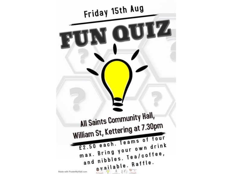 Fun Quiz Night at All Saints Community Hall.